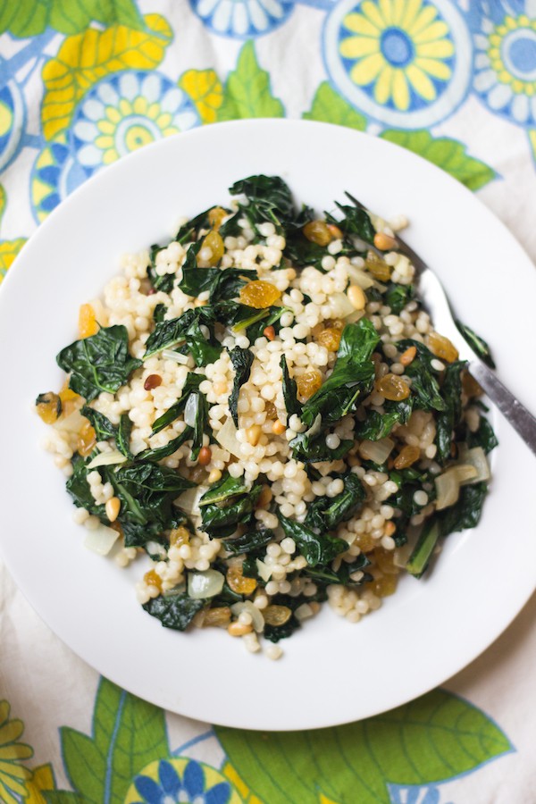 Israeli Couscous with Kale and Raisins - Prepgreen